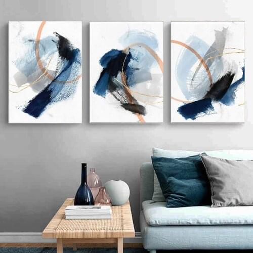 Orange Blue Watercolor Abstract Art Canvas Painting on The Wall Picture for Modern Art Poster Decoration Prints for Living Room
