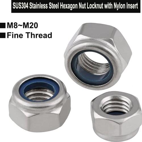 SUS304 Prevailing Torque Type Hexagon Thin Nuts With Non-Metallic Insert Fine Thread M8 M10 M12 M14 M16 M18 M20