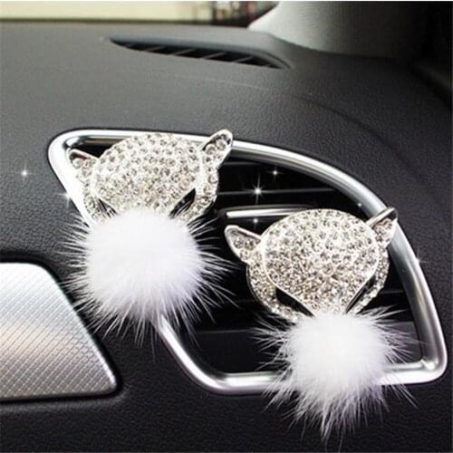 MR TEA Crystal Fox Head Air Freshener Diamond Air Conditioner Perfume Automobile Interior Fragrance Smell Diffuser Accessories