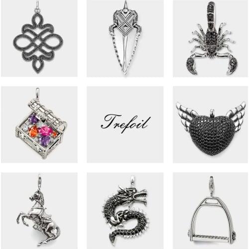 Scorpion Spearhead Horse Dragon Pendants, Fashion Jewelry 925 Sterling Silver Punk Gift For Women Men Boy Girls Fit Necklace