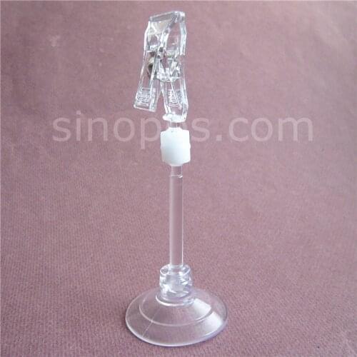Clear Plastic Advertising POP Clip Sucker Twister, glass shelf rack wall showcase counter price tags cards display sign holder