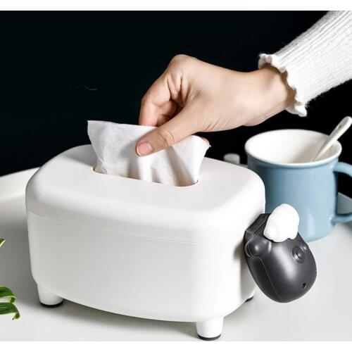 Cartoon Cute Cow Sheep Elephant Home Tissue Box Plastic Paper Facial Tissue Holder Office Toilet Napkin Cover Car Organizer