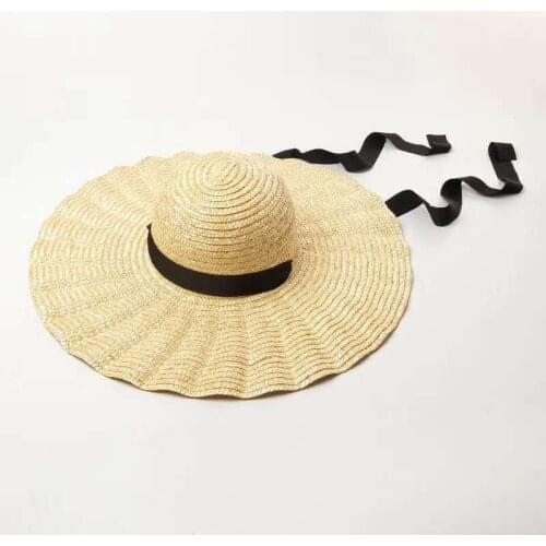 2020 Fashion Flower Shell Shape 15cm Wide Brim Summer Hat for Women Round Top Lace Up Straw Hat Outdoor Travel Sun Hat Beach Cap