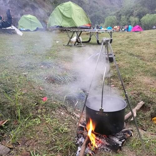 Tripod Camping Outdoor Cooking Campfire Picnic Pot Cast Iron Grill Oven