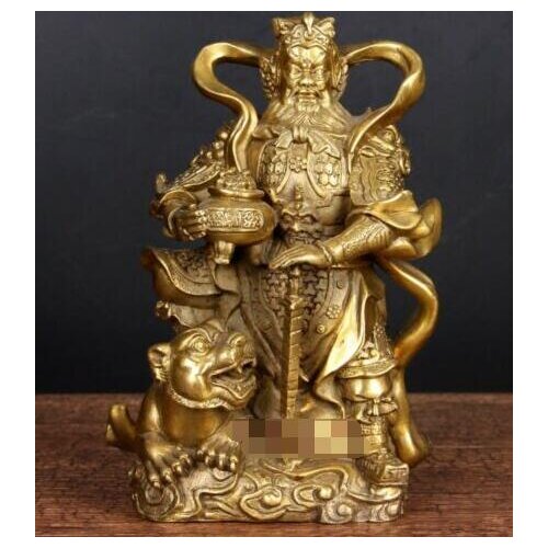 Asian Antique Tibet Handmade bronze Zhao Gongming God of wealth character Statue