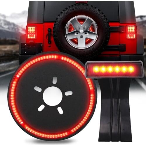 RGB Third Brake Light for Wrangler JK JKU 2007-2018, JL 2018-2020,YJ TJ LJ Spare Tire Brake Light with Remote Controller