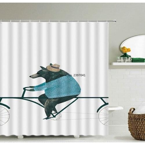 Waterproof Shower Curtain Funny Zebra Bear Animal Printed Bath Curtain Fabric Cartoon Cute Bathroom Home Bath Decor Curtains
