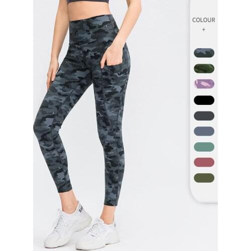 Women Sport Leggings with Pockets EU Fashion Camouflage Printing Yoga Golf Tennis GYM Training Running Tight Pants