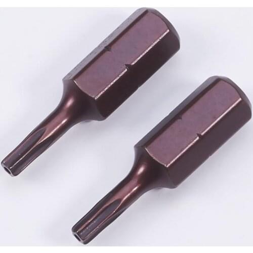 12Pcs Security 1/4 inch T10 Torx Middle Hole Screwdriver Bits S2 25mm Length Hex Shank Magnetic Screw Driver Bit