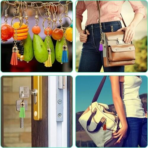 200Pcs Multicolored Tassel Keychain Blanks for Vinyl DIY Key Rings Crafts