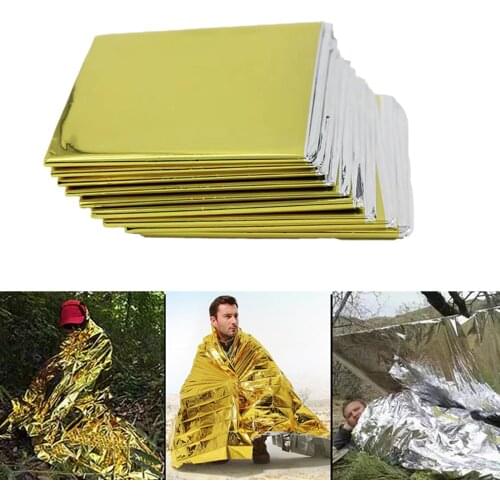 2021 Rescue First Aid kit Camp Keep Foil mylar Lifesave Warm Heat Bushcraft Outdoor Thermal Dry Emergent Blanket Survive Drop