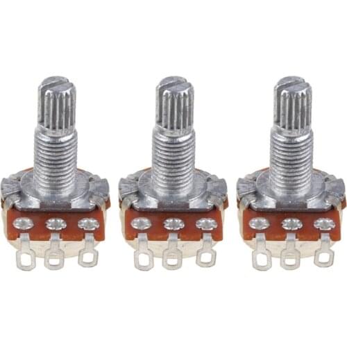 3pcs B250k Potentiometer Splined Pot Electric Guitar Bass Effect Amp Tone Volume 10mm Shaft Parts 62KF