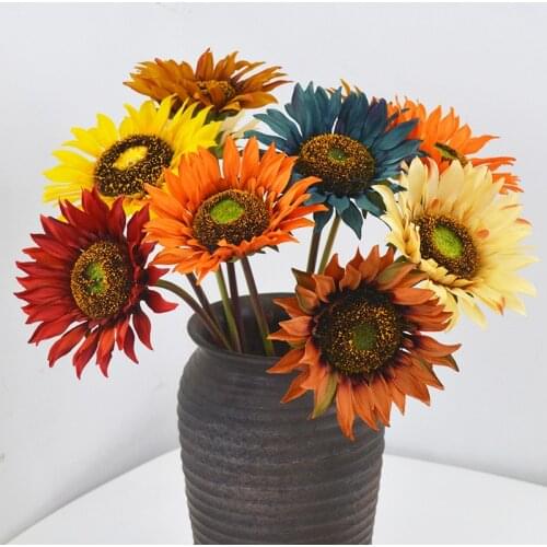 5 pcs Factory Sales Single Sunflower Simulation Satin Chrysanthemum Home Decoration Photography Props Floriculture and Fake
