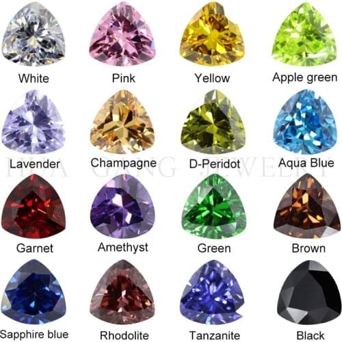 Trilion Triangle Shape Cubic Zirconia Stone Multicolor Brilliant Cut Loose CZ Synthetic Gems Beads For Jewelry AAAAA