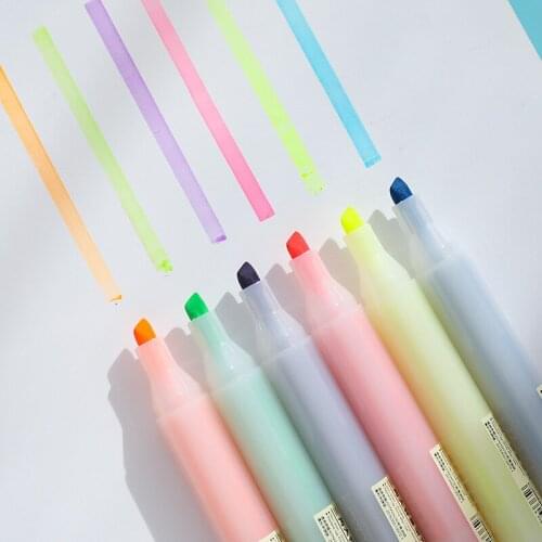 6pcs/box Candy Color Three Prism Translucency Highlighter Marker Fluorescent Pen Student Stationery Doodle Pen School Supply