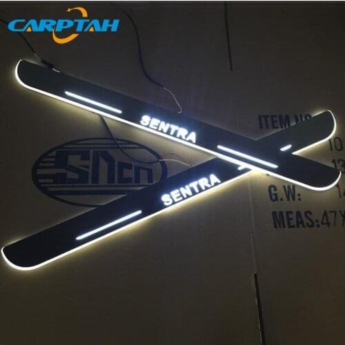CARPTAH Trim Pedal Car Exterior Parts LED Door Sill Scuff Plate Pathway Dynamic Streamer light For Nissan Sentra 2013 - 2019