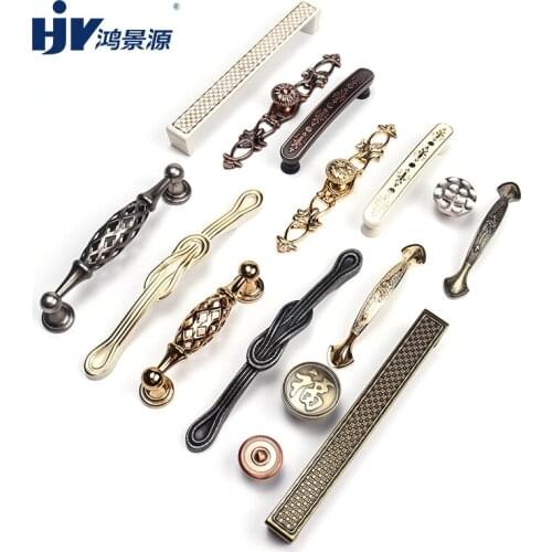 HJY European Handles Furniture Cabinet Door Pulls Drawer Knobs Vintage Zinc Alloy Kitchen Cupboard Knob Handle Hardware C22168