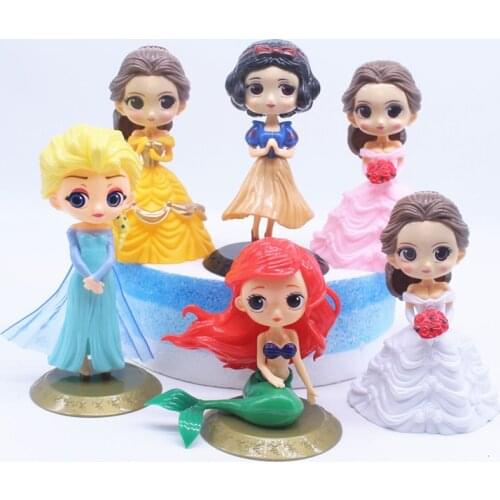 Disney Princess Toys Frozen Snow White Mermaid Bell Sofia Elsa Action Figures Pvc Model Dolls Collection Birthday Gift Kids Toys