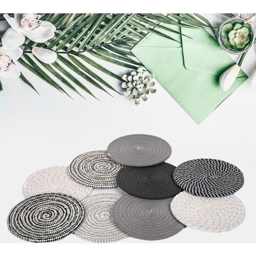 Round Cotton Yarn Weaving Heat Insulated Cup Mat Placemat Dining Table Decor Bowls Coffee Cups Coaster Tableware Mat Hand-made R