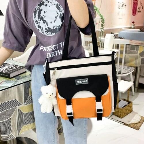 2021 Summer Fashion Schoolbag For Girls Contrast Color Large Capacity Womens Bags Nylon Waterproof Messenger Bags