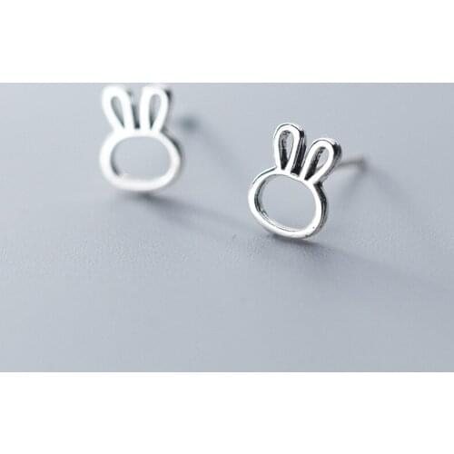 MloveAcc Minimalist 925 Sterling Silver Cute Animal Rabbit Stud Earrings for Women Daughter Gift Silver 925 Jewelry