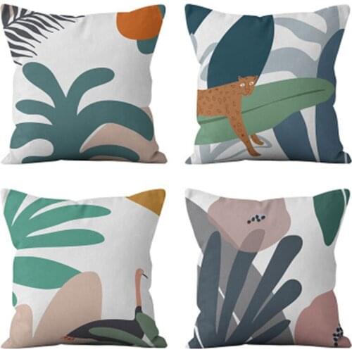 Fashion Polyester Sofa Throw Pillow Cover Nordic Plant Pattern Cushion Cover For Living Room Decoration Pillow Cases 45*45