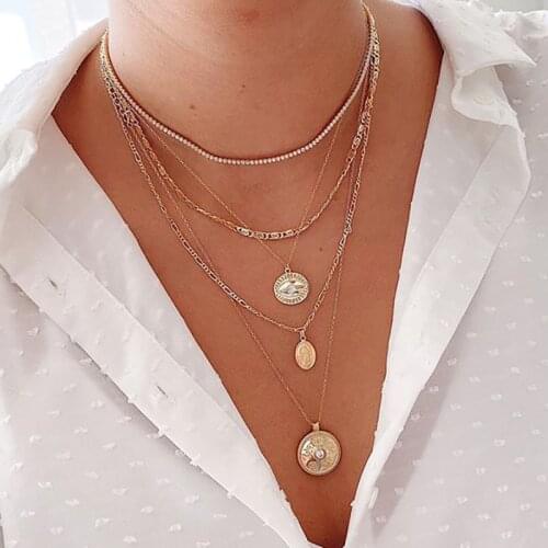 New Fashion Jewelry with Bohemian Claw Chain Crystal Jesus Pendant Multilayer Necklace for Female Birthday Gifts Wholesale