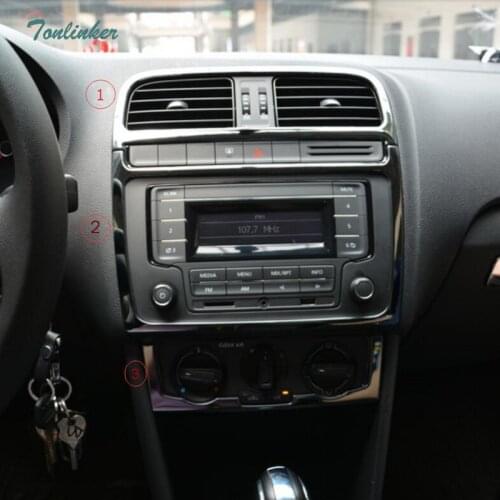 Tonlinker Cover Stickers for VW Volkswagen Polo 2011-17 Car Styling 1 PCS Stainless steel dashboard Center Outlet cover sticker
