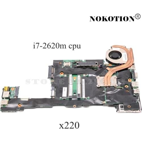 NOKOTION 04Y1830 04W3294 Mainboard for Lenovo ThinkPad X220 laptop motherboard i7-2620M 2.7GHz CPU DDR3