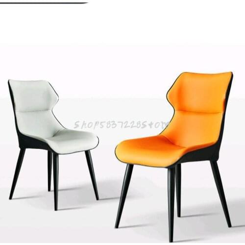 Nordic Dining Chair Light Luxury Net Red Style Makeup Chair Dining Chair Orange Family Single Dining Table Chair Simple