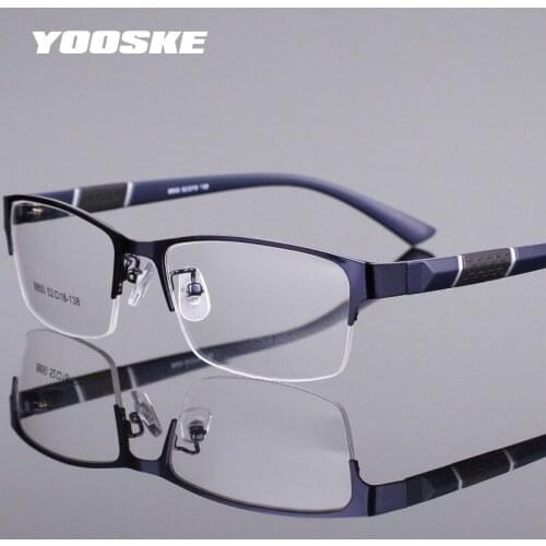 YOOSKE Fashion Men Business Glasses Frame Mens Anti blue Light Transparent Computer Eyeglasses Half frame Diopter Eyewear
