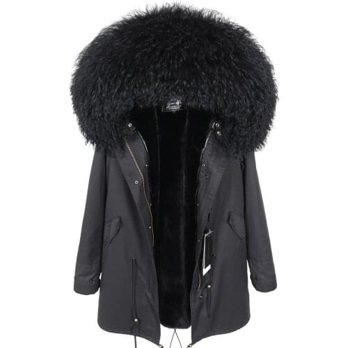 Womens winter wool jacket Coat Fashionable Hooded Parkas Warm Coat Quality Female Winter coat natural fur Parka