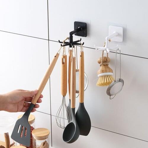 Under Shelf Rotate Hook Key Holder Hang For Kitchen Cabinet Storage Rack Organizer Multi-Purpose Home Accessories Cuisine Tools