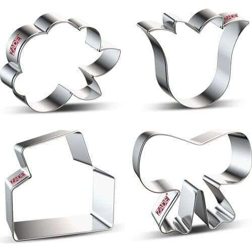ZADE Mothers Day Cookie Cutter Bowknot,Envelope,Flower,Carnation Biscuit / Fondant Cutter - Stainless Steel