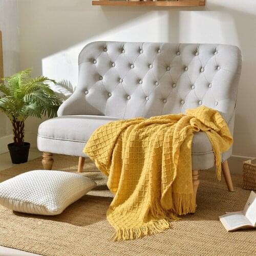 130*170cm Europe Ins Carpet Tassel Wool Blanket Hotel Office Air Condition Thread Knitted Blanket Home Decorative Tapestry