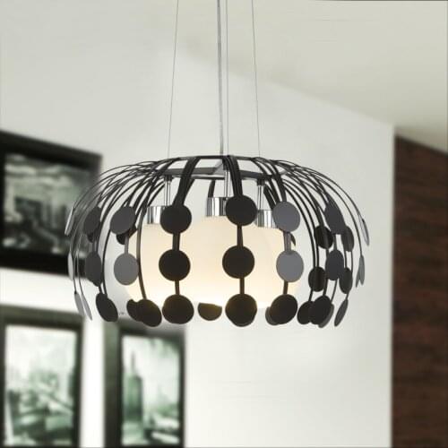 Nordic iron pendant lights creative glass dining room personality balcony living room bedroom Hotel white/black 3 heads lamps ZA