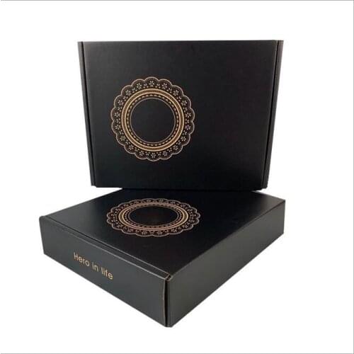 100Pcs Custom Printing Brand Logo Packaging black color Carton Fit For Clothes Scarf, Dress Packaging And hair wigs gift box