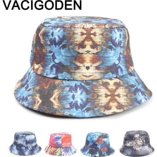 VACIGODEN Women Fashion Tie Dyeing Printed Bucket Hat Mixed Colors Sunbonnet Fedoras Outdoor Chapeau Fisherman Caps