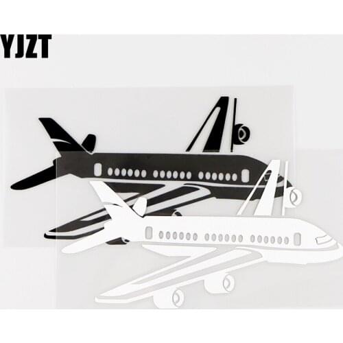YJZT 15.5X8CM Personality Airplane Vinyl Decal Aviation Airport Car Stickers Black / Silver 10A-0257