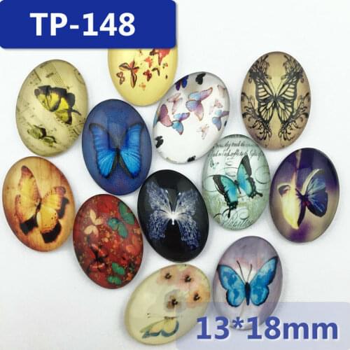ZEROUP 13x18mm oval photo glass cabochon mixed patterns fit pendant base setting for flat back jewelry embellishment 50pcs/lot