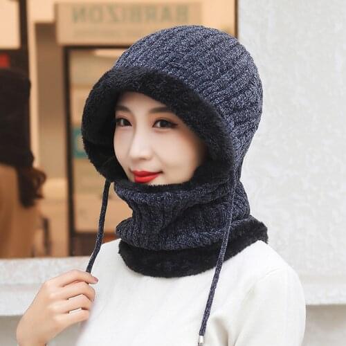 Winter Hat Chenille Material Cold-proof Ear Protection One-piece Knitted Ladies Outdoor Warmth Velvet Wind Snow Woolen Hat