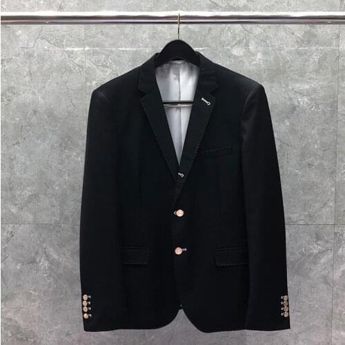 2021 Fashion TB THOM Brand Blazer Men Clothing Black Formal Suit Slim Fit Casual Jacket Single Breasted Wool Auturan Winter Coat