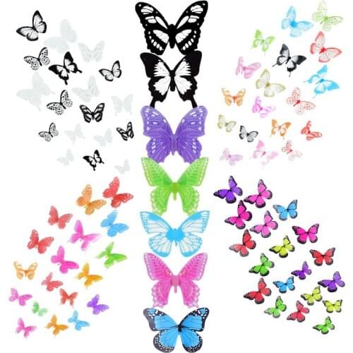 1 Sheet Color 3D Three-dimensional Butterfly Wall Stickers Home Living Room Bedroom Background Wall Decoration Wedding Supplies