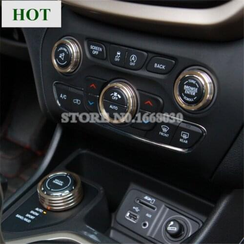 4pcs Gold Air Condition Knob & 4WD Knob Trim Cover For Jeep Cherokee 2014-2016 Car accesories interior Car Trim