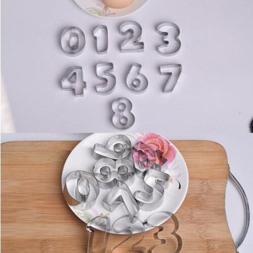 9Pcs Stainless Steel Number Cookie Cutters Set Biscuit Cookie Mold Fondant Cutter Kitchen Baking Tool