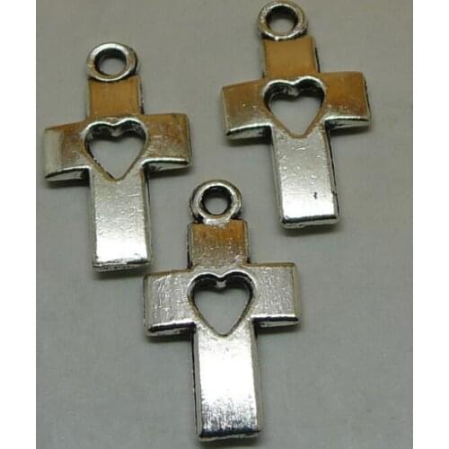 A1589 cross 200pc / bag of 0.8 grams of 10x18mm antique silver colour alloy bead jewelry accessories wholesale