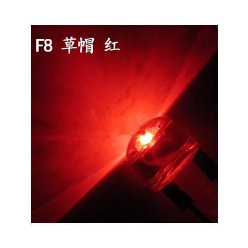 Free Ship 100pcs DIP Highlight 8mm straw hat Red light Led Diode Red light-emitting diode white lamp 0.5W