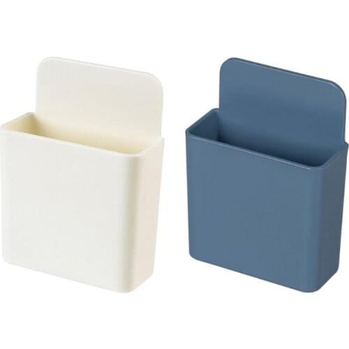 Nail Free Remote Control Storage Case Wall Mounted Mobile Phone Stand Holder X7YD