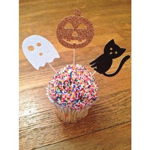 Glitter Happy Halloween Cupcake Toppers event Party Picks baby shower wedding birthday toothpicks decor