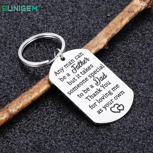 Step Fathers Day Gift Keychain for Dad from Daughter Son Any Man can be a Father Keyring Birthday Wedding Gifts for Stepdad Men